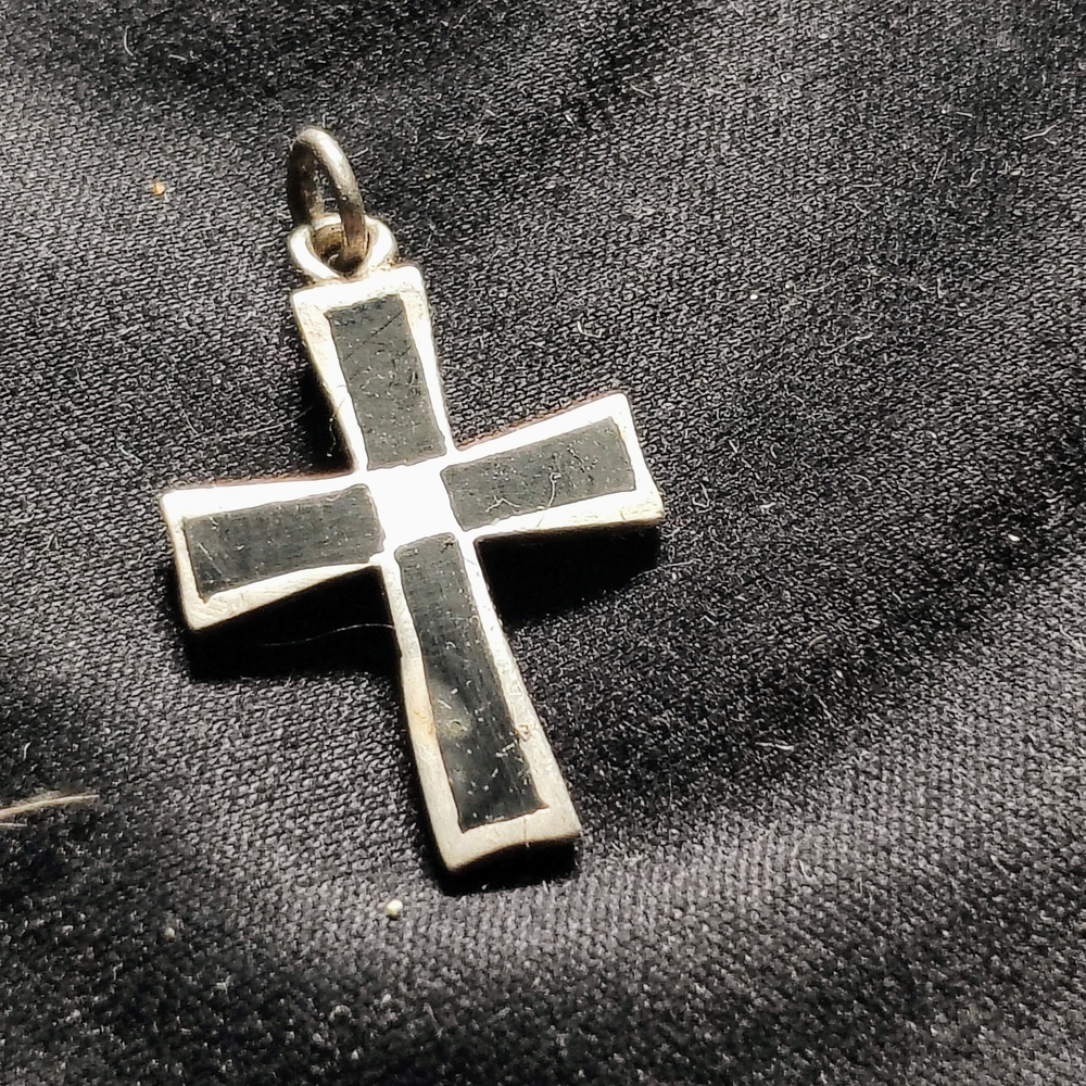 Silver and Black Cross Pendant